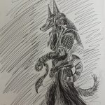 2016, Pen and Ink, Anubis (Egyptian god of death)