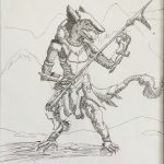 2016, Pen and Ink, Sergal Fighter