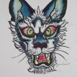 2018, Pen and Ink, Blue Cat