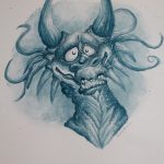 2018, Pen and Ink, Blue Dragon