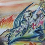 2018, Watercolor, Dragon Slayer