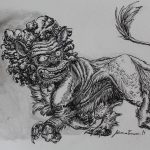 2018, Pen and Ink, Gargoyle
