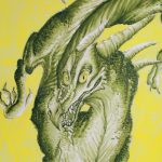 2018, Pen and Ink, Green Dragon