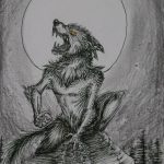 2018, Pen & Ink, Howl in the Night