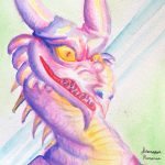 2019, Watercolor, Leering Dragon