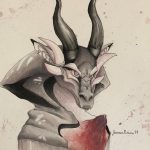 2019, Watercolor, Devilish Dragon
