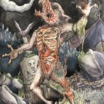 2019, Watercolor, Howling at the Moon