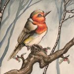 2019, Watercolor, Red Robin
