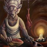 2020, Acrylic, A Wolf's Luncheon