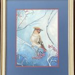 2020, Watercolor, Bohemian Waxwing [Framed]