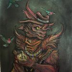 2021, Charcoal Pastel, Hummingbirds' Friend