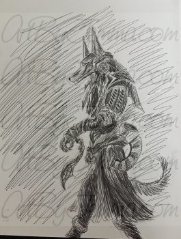 2016, Pen and Ink, Anubis (Egyptian god of death)