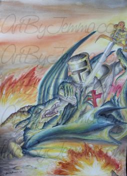 2018, Watercolor, Dragon Slayer