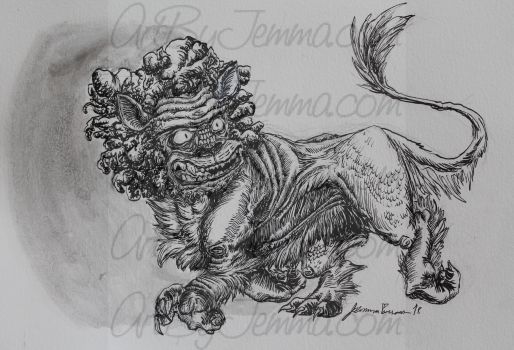 2018, Pen and Ink, Gargoyle