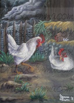 2018, Acrylic, Josephine series - Chickens