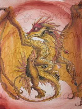 2018, Pen and Ink, Ruby Dragon